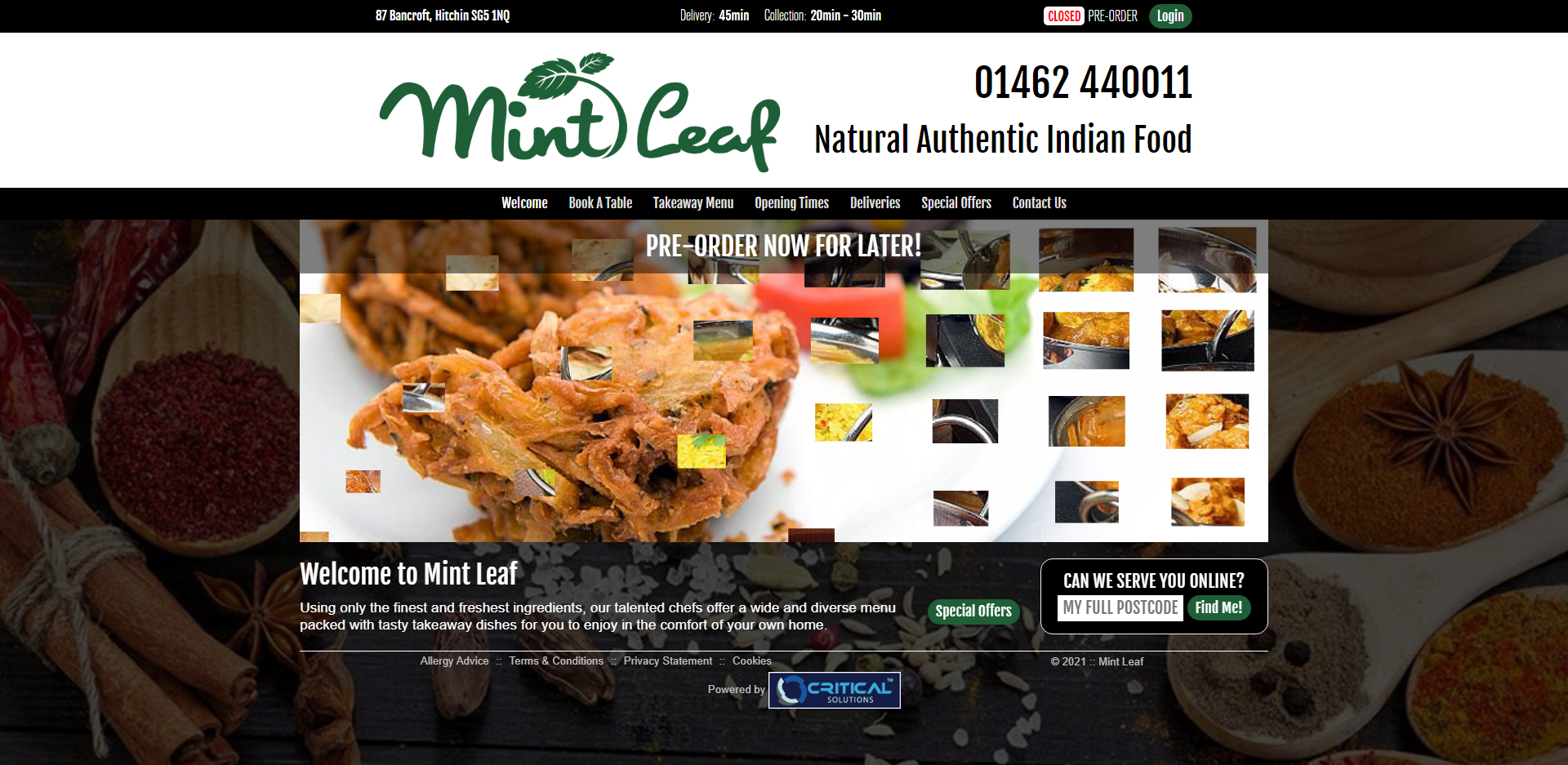 Mint Leaf Menu